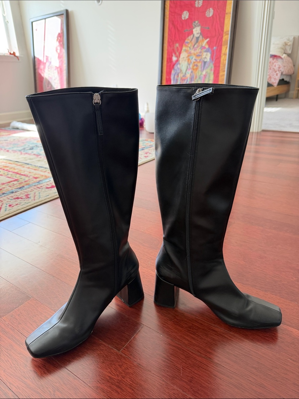 ALOHAS Black Vegan Square Toe Boots - Picture 5 of 9